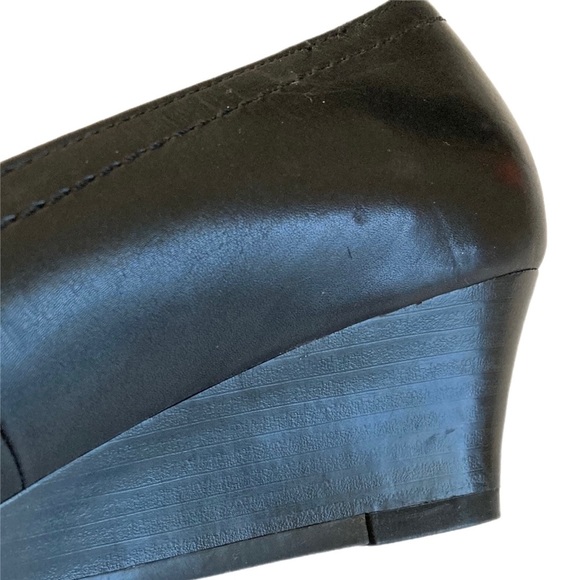 GIOVANNA black leather slip-on Wedge heels Size 6 AU - Picture 8 of 11